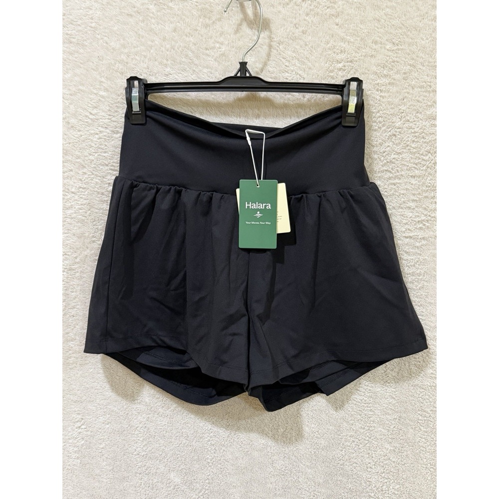 NWT Halara SoftlyZero Airy Super High Waist 2-in-1 Yoga Shorts 3'' Medium Black